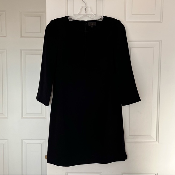 T. Babaton Black V-Neck 3/4 Sleeve Mini Dress Size 0 - Picture 3 of 16